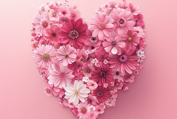 Arrangement de fleurs en forme de cœur