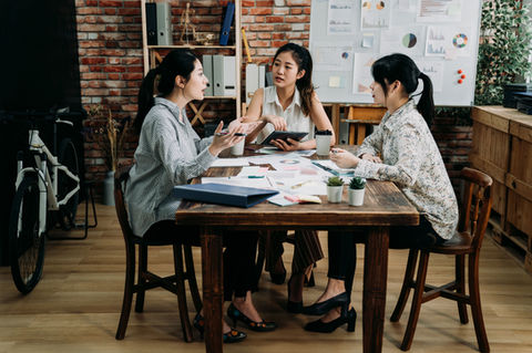 Group of Asian women having a business meeting