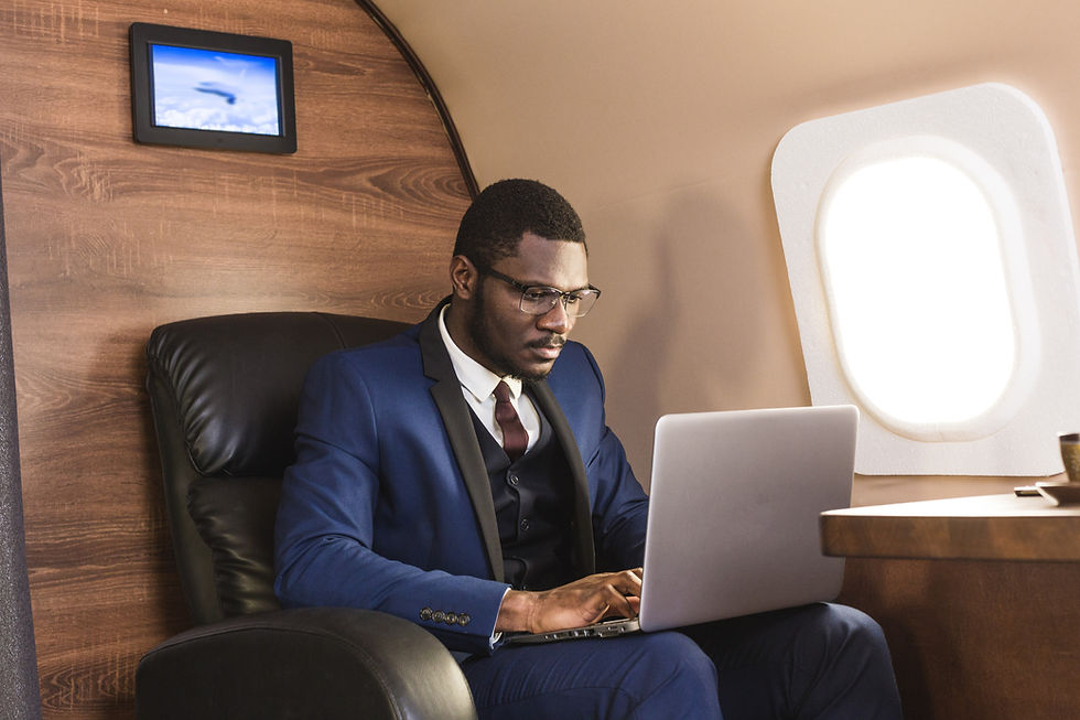 Businessman in a private jet