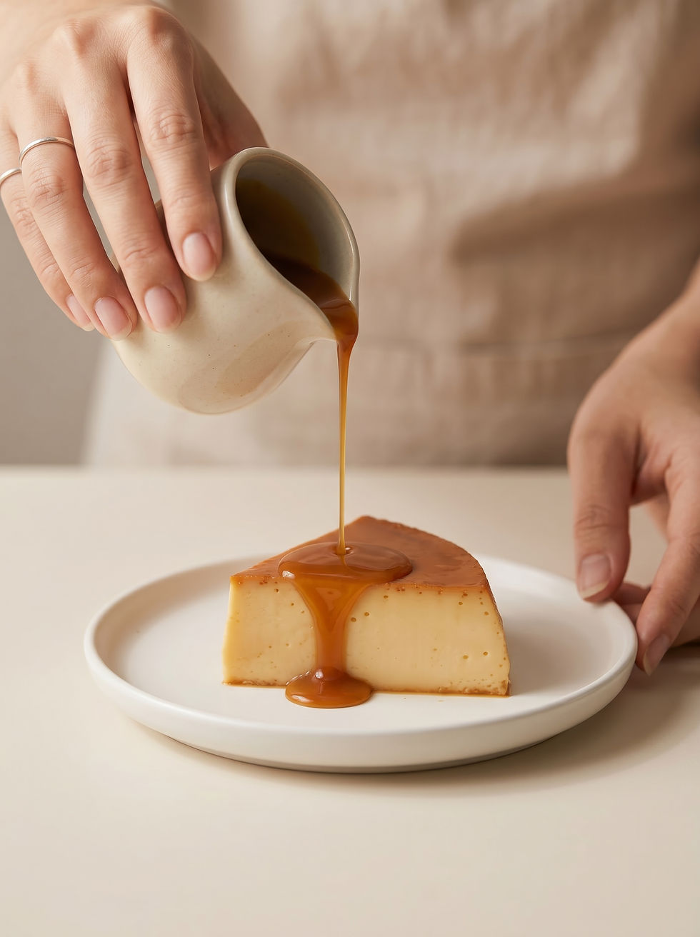 Pouring Caramel Sauce