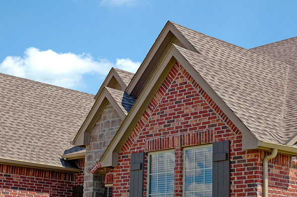 Roofline of brick house