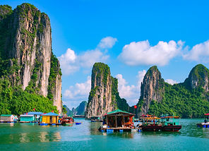 Floating village in Ha Long Bay, Vietnam
