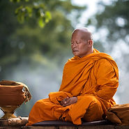 A monk meditating