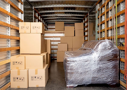 Moving boxes and moving truck
