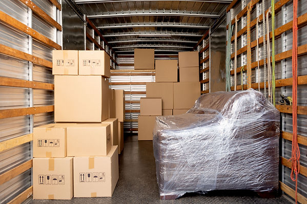 Moving boxes and moving truck