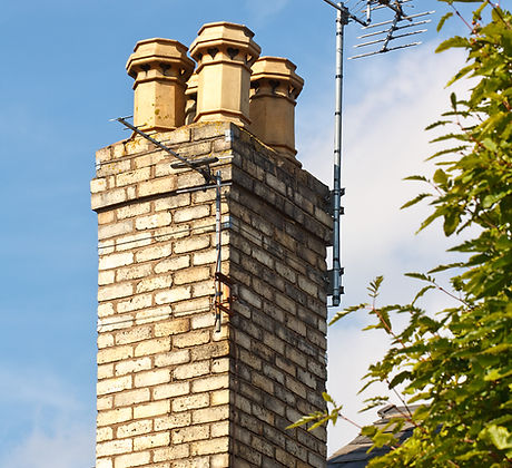 Terrestrial or digital television aerial on residential chimney