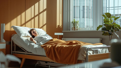 Frau ruht sich im Krankenhaus aus