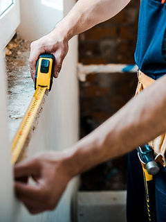 Bricoleur avec ruban à mesurer