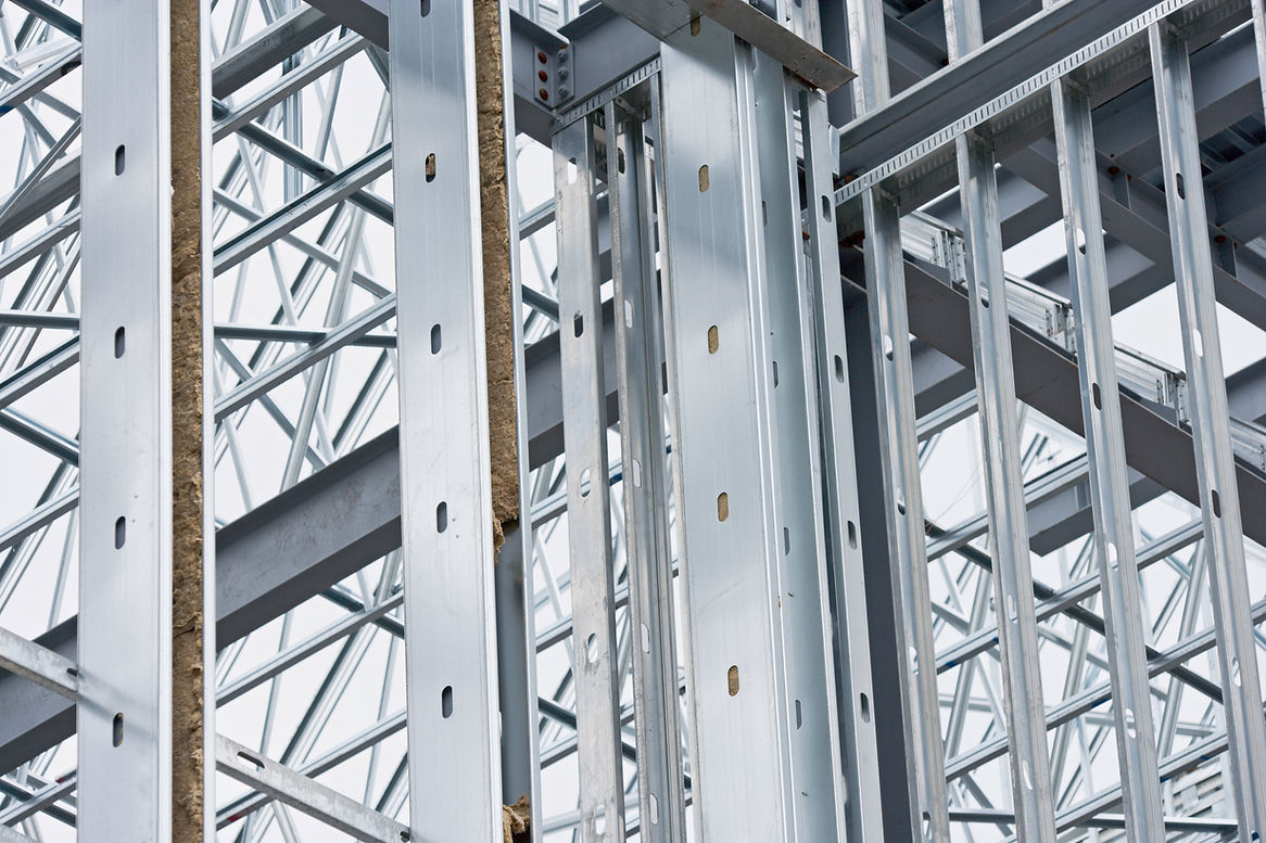 Steel beams at construction site