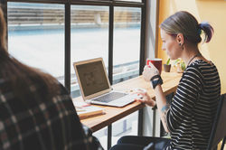 Freelancer at a cafe