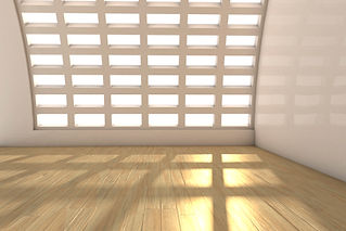 Empty white room with laminate floor, 3D Rendering