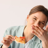 girl eating happy