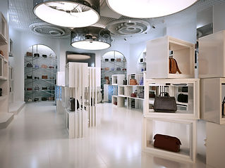 Luxury store interior design art deco style with hints of Contemporary