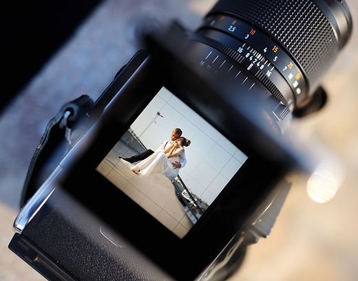 Camera lens wedding shot