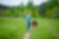 Boy Walking His Dog