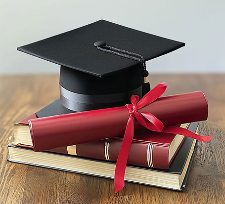 Mortar board with diploma