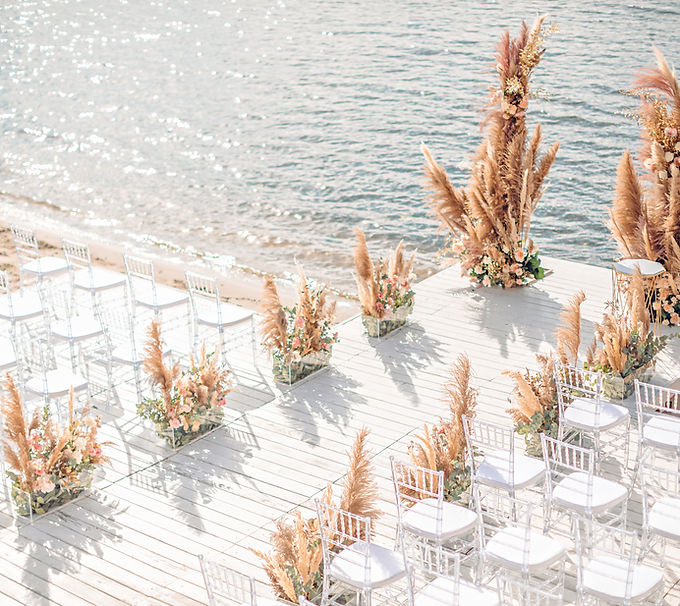 Beachfront wedding setup