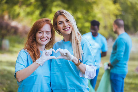 Volunteers Making Heart Shape