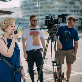 Movie set with director