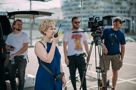 Movie set with director