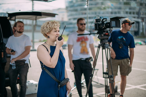 Movie set with director