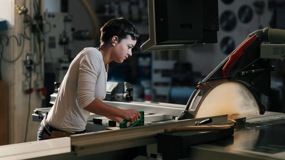 Carpenter in workshop