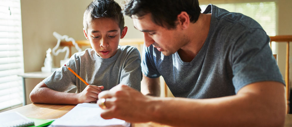 Parent and young child learning math together