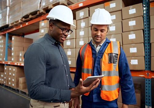 Warehouse Workers in Hardhats