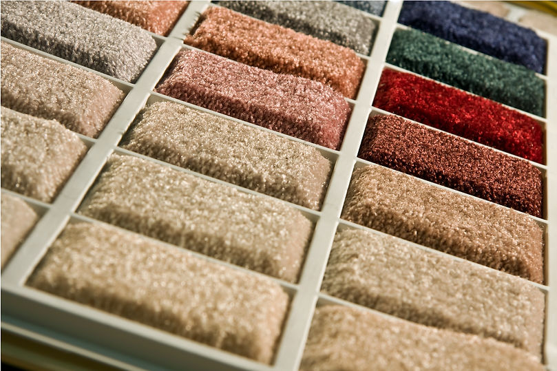 Colorful carpet swatch with a shallow depth of field and selective focus