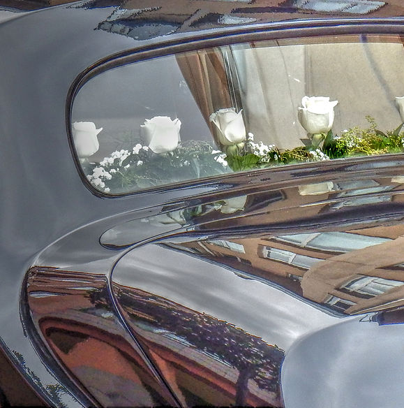 Decorated wedding car