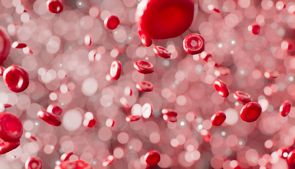 Close-up illustration of red blood cells in a bloodstream