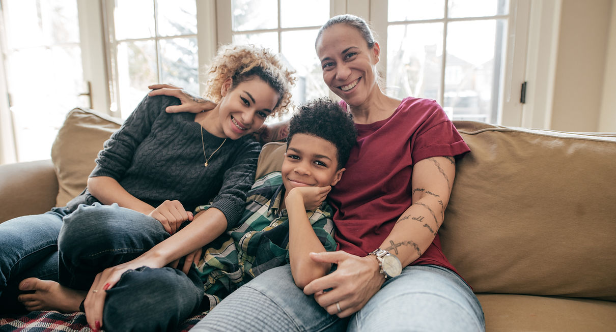 Family on couch