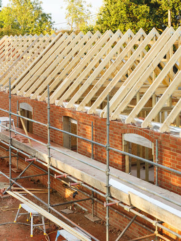 Scaffolding and roof in development stages