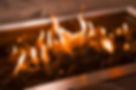 Braises de cheminée incandescentes