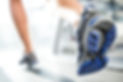 Sole of trainer on treadmill, close-up