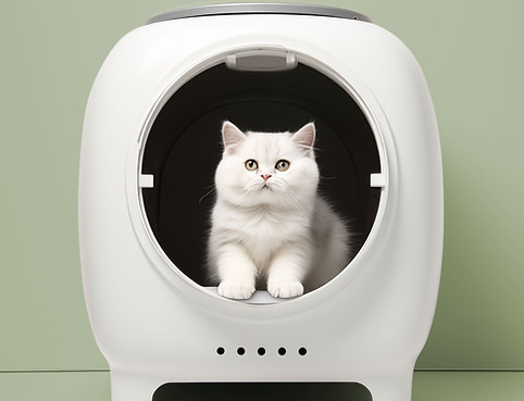 Cat In Modern Litterbox