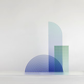 Abstract Geometric business graph with the use of glass and colors of blue and green
