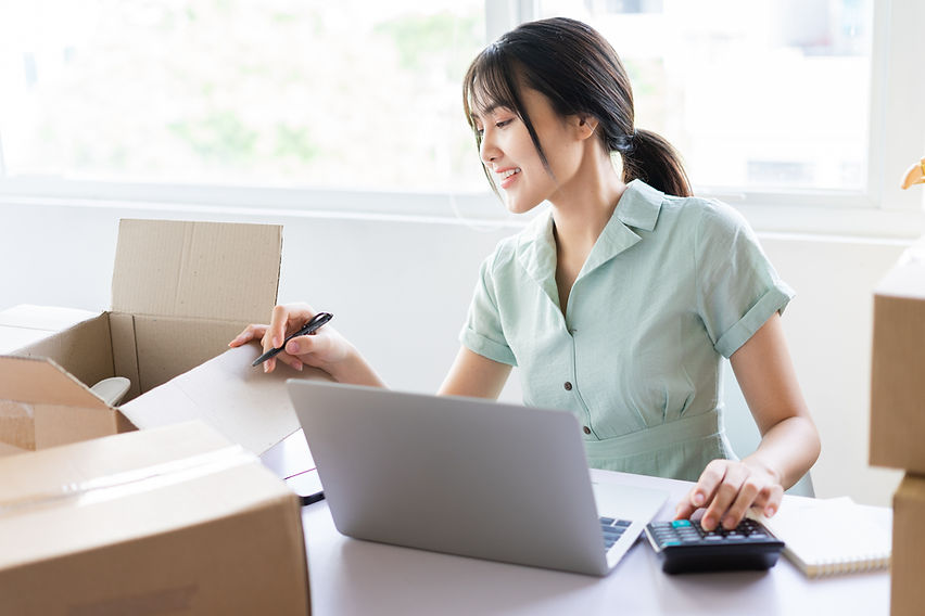 Woman checking her orders before delivery