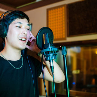 Singer in the recording studio