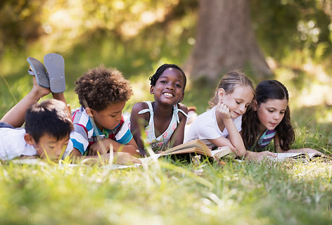 Kids Reading Outdoor