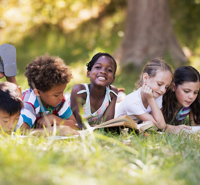 Kids Reading Outdoor
