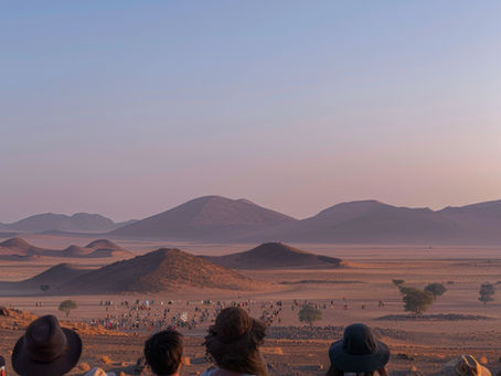 People observing the mountains