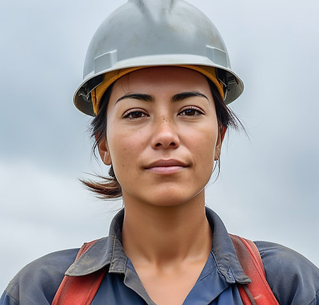Worker with Safety Helmet
