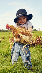 Adorable Kid Holding Chicken