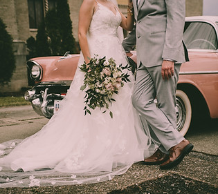 Bride and groom posing