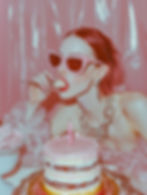 A woman eating cake