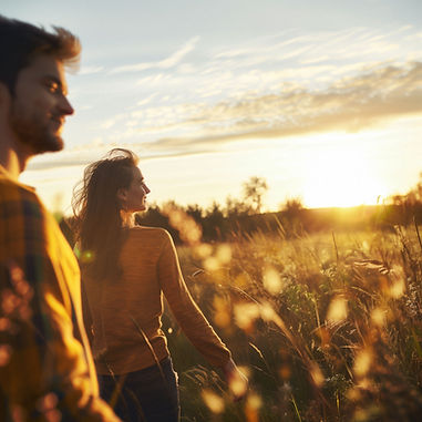 Couple Walking Sunset