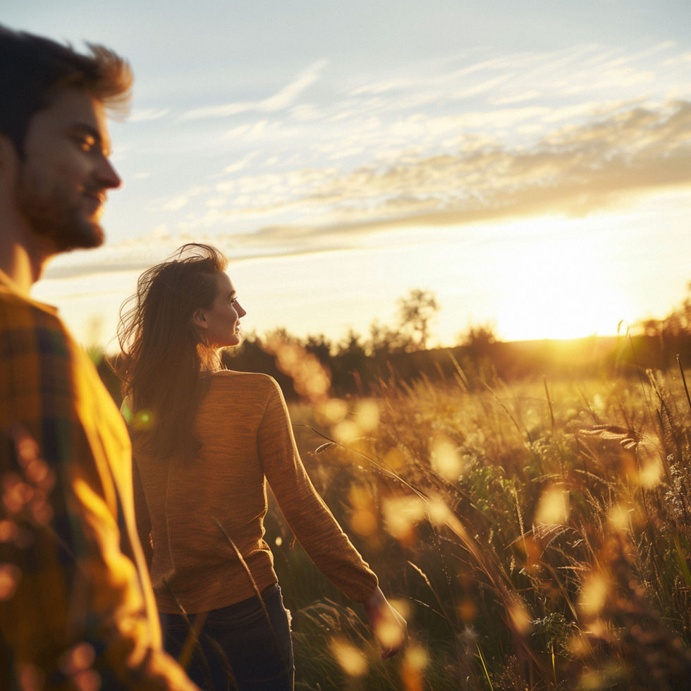Couple Walking Sunset