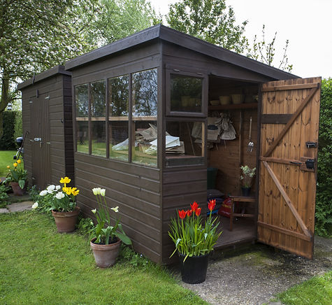 Close-up image of garden shed