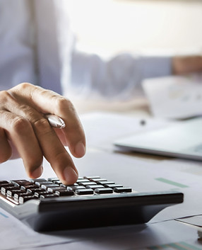 Advisor using a calculator
